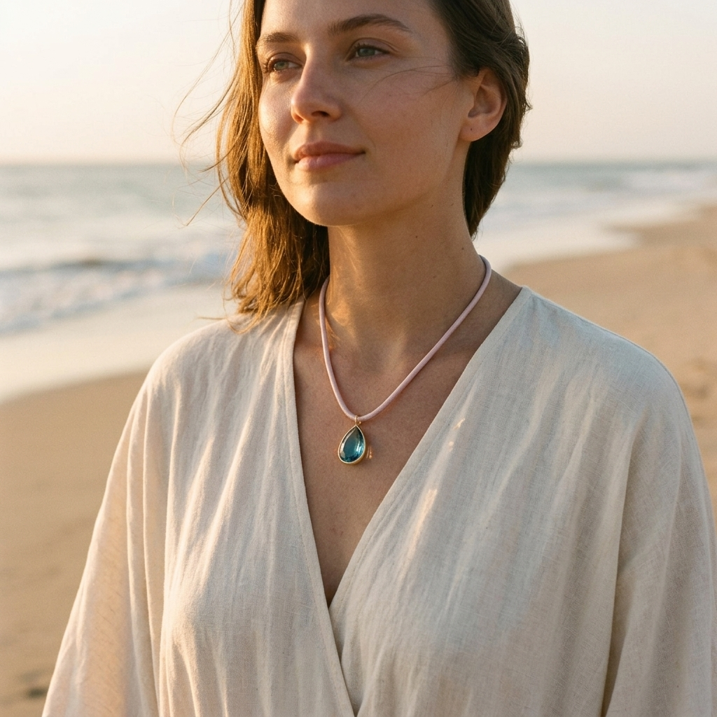 Grace Aurora Water Drop Glass Pendant Necklace