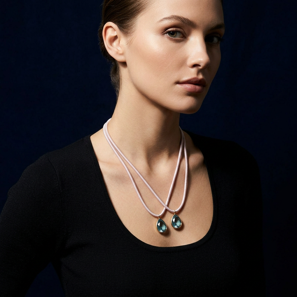 Grace Aurora Water Drop Glass Pendant Necklace