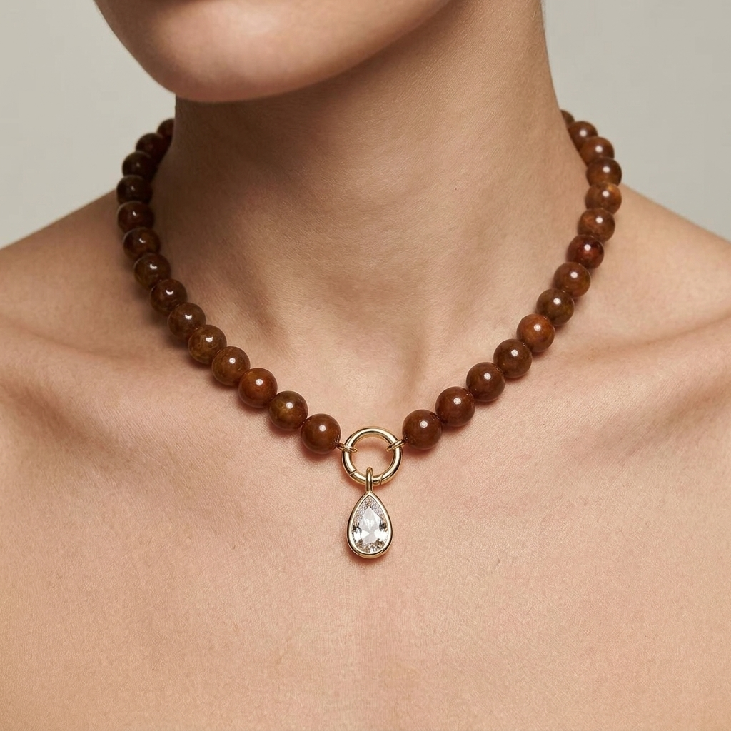 Grace Geometric Beaded Zircon Necklace