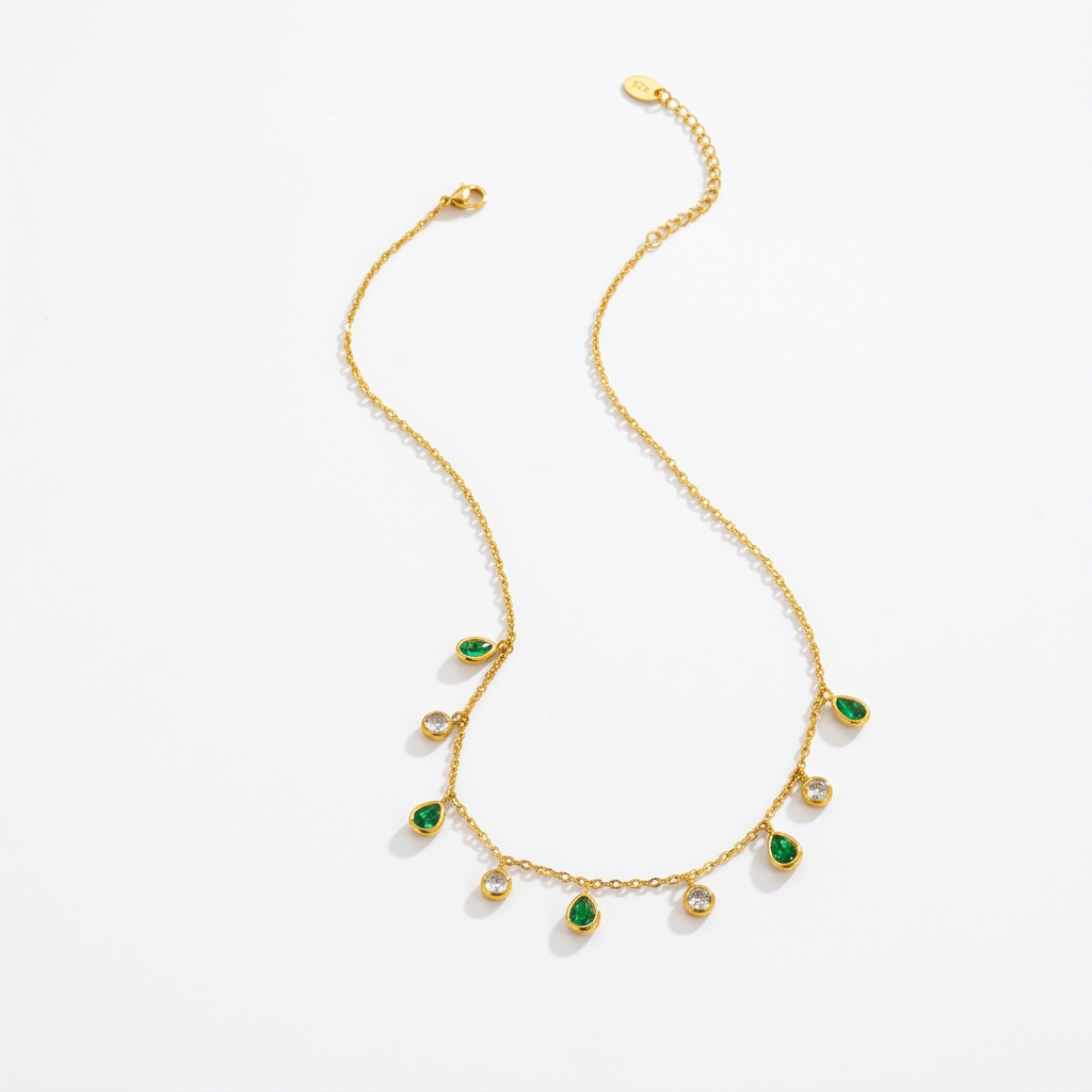 Grace Multicolor Zircon Tassel Layered Necklace
