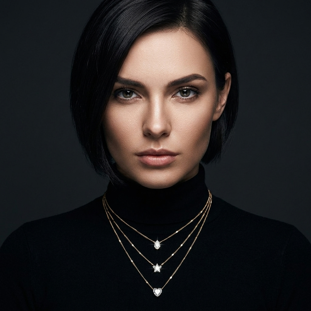 Grace Solene Multi Layer Stacked Charm Necklace