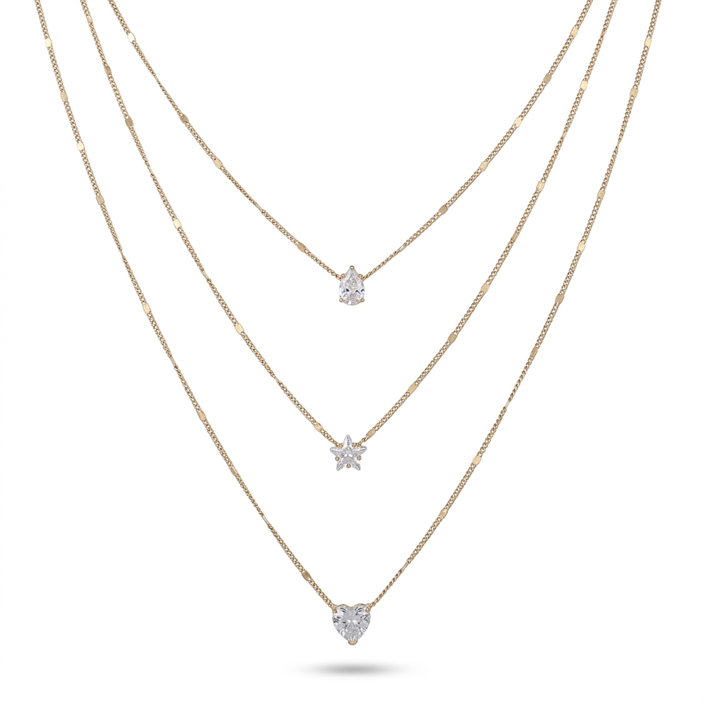 Grace Solene Multi Layer Stacked Charm Necklace
