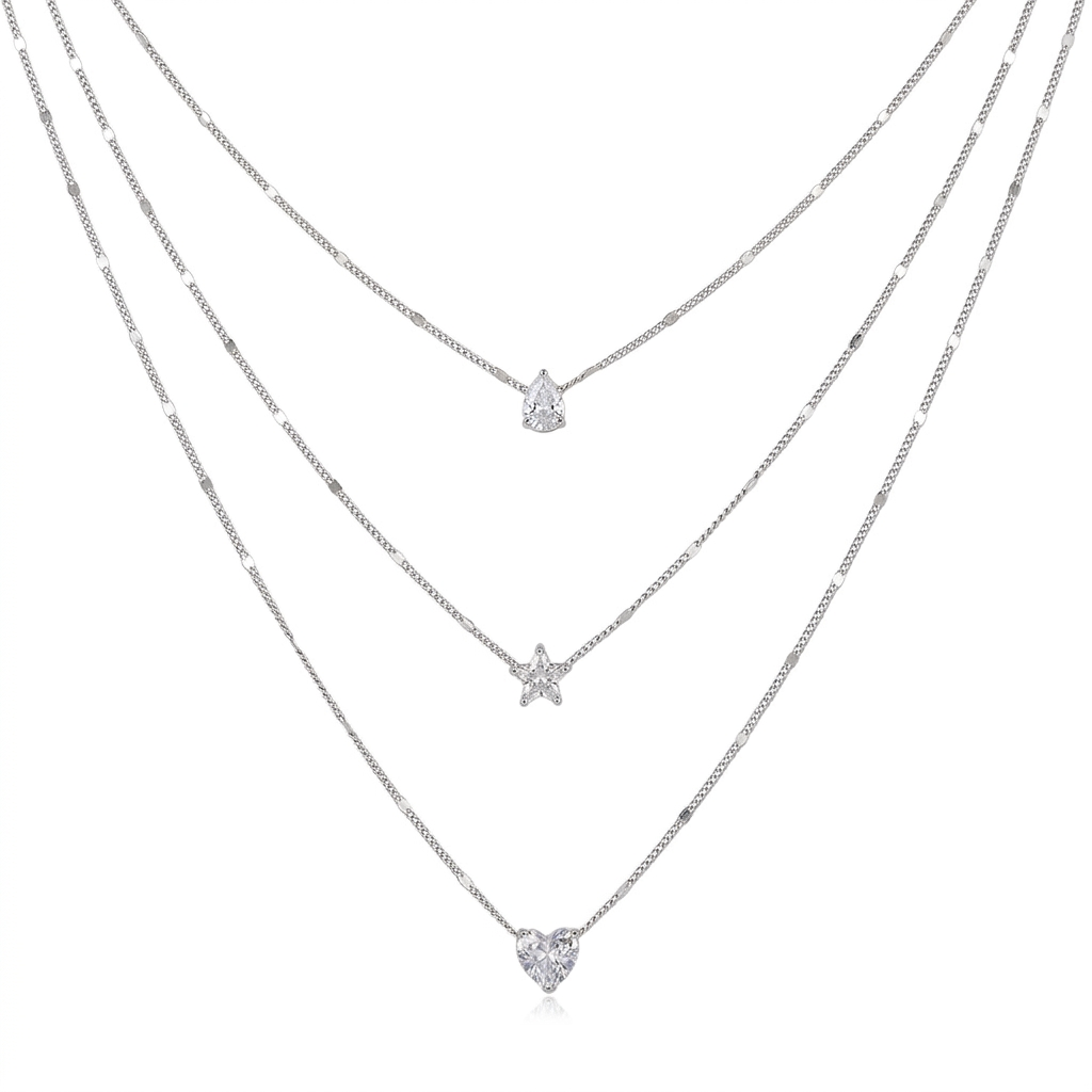Grace Solene Multi Layer Stacked Charm Necklace
