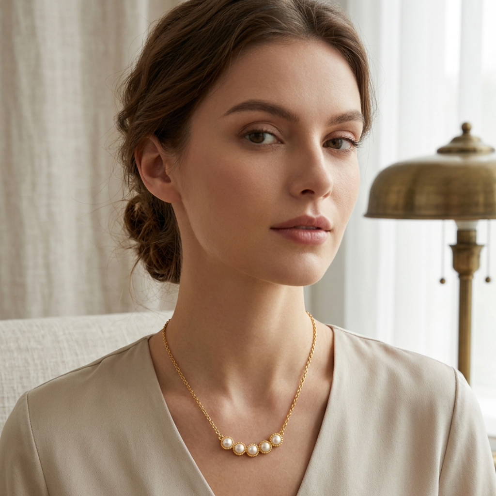 Grace Geometric Pearl Splice Necklace