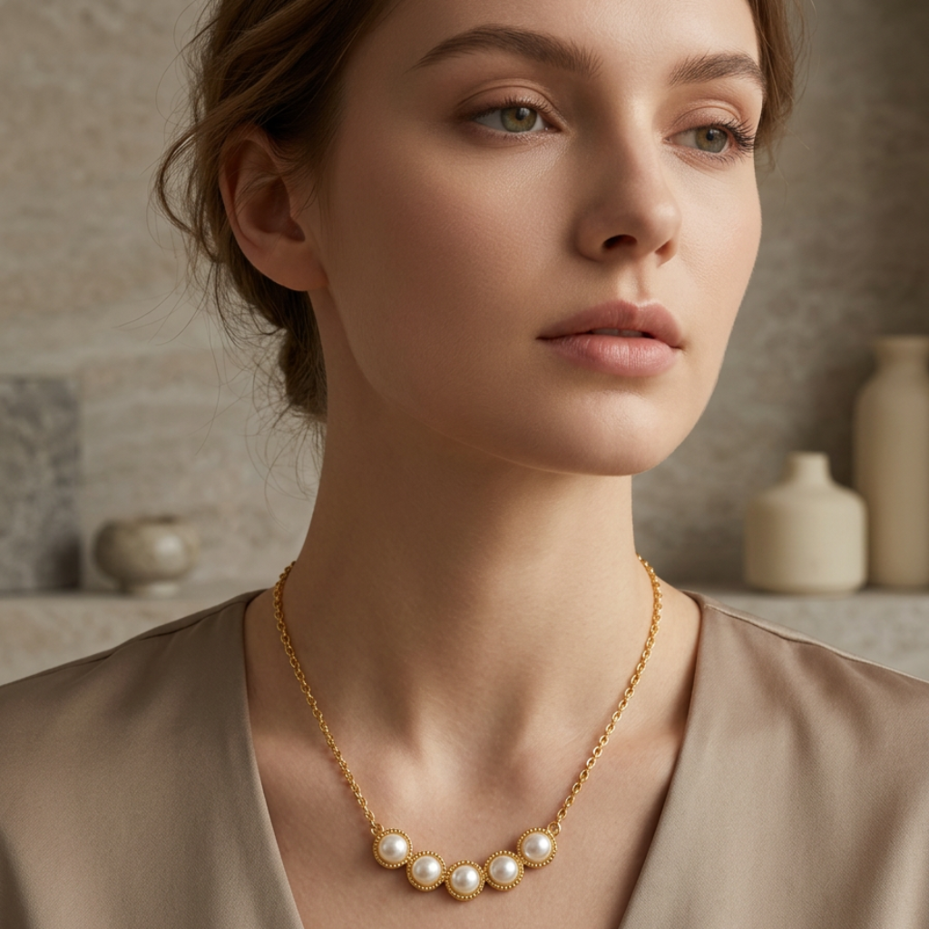 Grace Geometric Pearl Splice Necklace