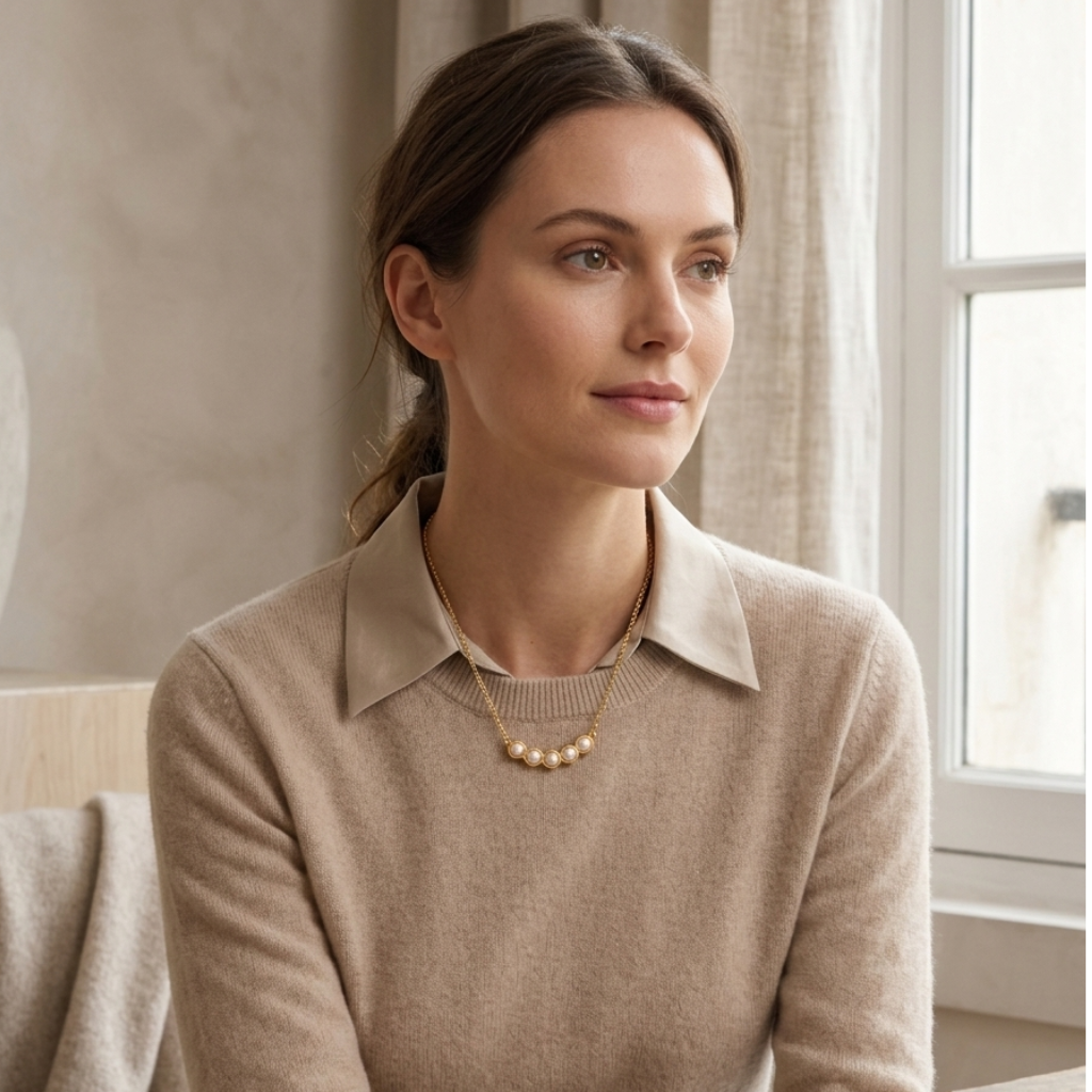 Grace Geometric Pearl Splice Necklace